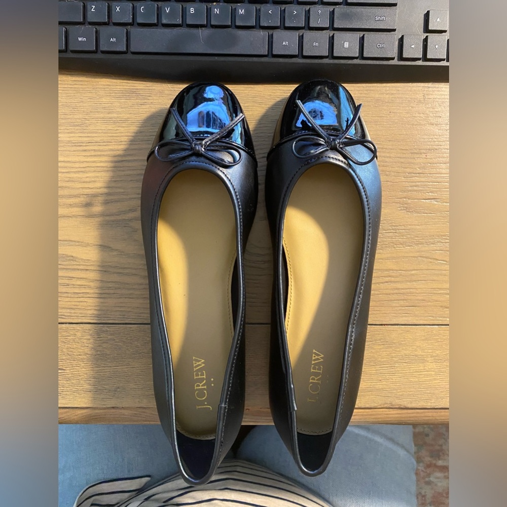 J.Crew Black capped toe flats. NWOT.